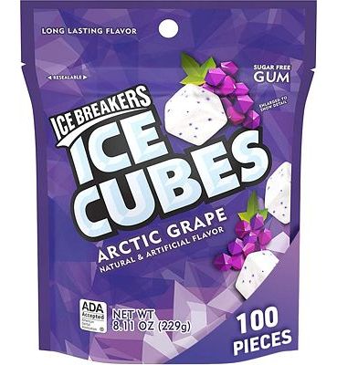 Purchase ICE BREAKERS Ice Cubes Sugar Free Gum, Arctic Grape, 100 Count at Amazon.com