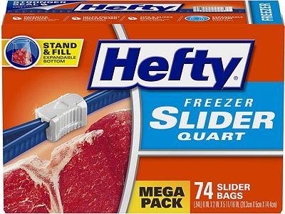 Purchase Hefty Slider Freezer Bags - Quart, 74 Count at Amazon.com