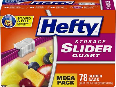Purchase Hefty Slider Food Storage Bags - Quart Size, 78 Count at Amazon.com