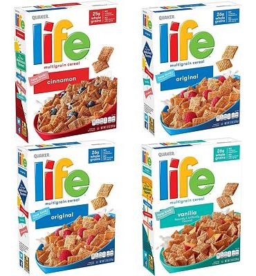 Purchase Quaker Life Breakfast Cereal, 3 Flavor Variety Pack (4 Boxes) at Amazon.com