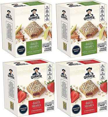 Purchase Quaker Baked Squares, Soft Baked Bars, Apple Cinnamon & Strawberry, 5 Bars (Pack of 4) at Amazon.com