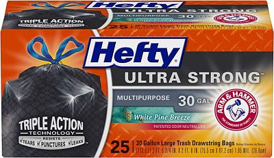 Purchase Hefty Ultra Strong Multipurpose Large Black Trash Bags - White Pine, 30 Gallon, 25 Count at Amazon.com