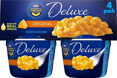 Purchase Kraft Deluxe Original Cheddar Macaroni & Cheese Cups (2.39 oz Cups, Pack of 4) at Amazon.com