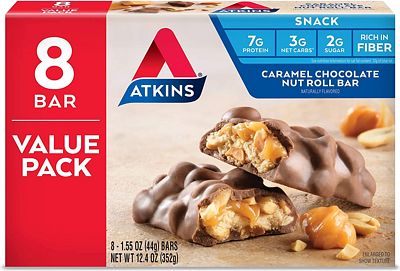 Purchase Atkins Snack Bar, Caramel Chocolate Nut Roll, Keto Friendly, 1.55 oz, 8 count at Amazon.com