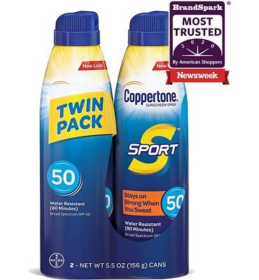 Purchase Coppertone SPORT Continuous Sunscreen Spray Broad Spectrum SPF 50 (5.5 Ounce per Bottle, Pack of 2) at Amazon.com