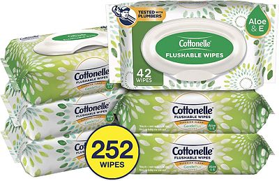 Purchase Cottonelle GentlePlus Flushable Wet Wipes with Aloe & Vitamin E, 6 Packs, 42 Wipes per Pack (252 Wipes Total) at Amazon.com