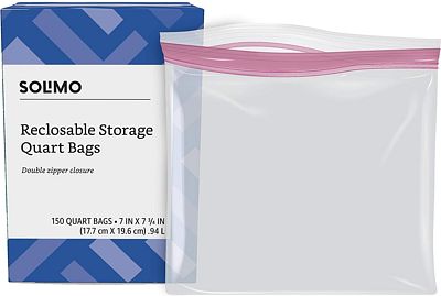 Purchase Amazon Brand - Solimo Quart Food Storage Bags, 150 Count at Amazon.com
