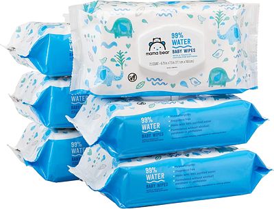 Purchase Amazon Brand - Mama Bear 99% Water Baby Wipes, Hypoallergenic, Fragrance Free, 432 Count (6 Packs of 72 Wipes) at Amazon.com