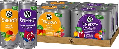 Purchase V8 +Energy Variety Pack, Healthy Energy Drink, Pomegranate Blueberry and Peach Mango, 8 Oz Can (4 Packs of 6, Total of 24) at Amazon.com