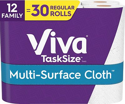 Purchase Viva Multi-Surface Cloth TaskSize Paper Towels, Cloth-Like Kitchen Paper Towels, White, 12 Family Rolls (143 sheets per roll) at Amazon.com