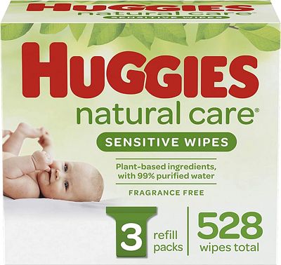 Purchase HUGGIES Natural Care Unscented Baby Wipes, Sensitive, 3 Refill Packs (528 Total Wipes) at Amazon.com