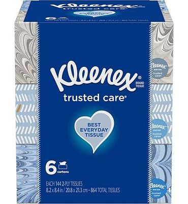 Purchase Kleenex Trusted Care Facial Tissues, 6 Flat Boxes, 144 Tissues per Box (864 Tissues Total) at Amazon.com