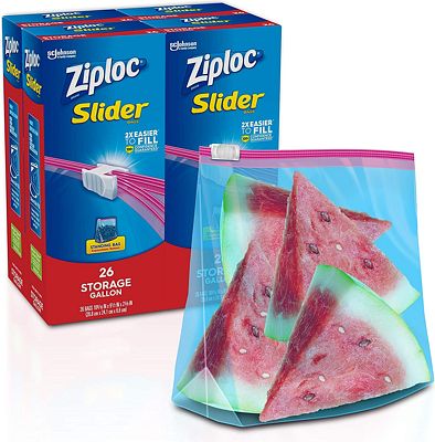 Purchase Ziploc Slider Storage Bags Gallon, 4 Pack, 26 Ct (104 Total Bags) at Amazon.com