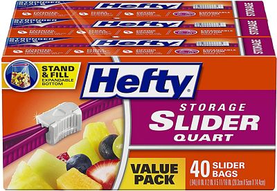 Purchase Hefty Slider Storage Bags Quart Size, 40 Count, Pack of 3 at Amazon.com