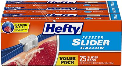 Purchase Hefty Slider Freezer Bags, Gallon Size, 75 Count, 25 Count (Pack of 3) at Amazon.com