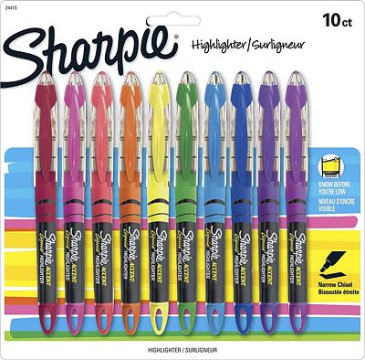 Purchase Sharpie Liquid Highlighters, Chisel Tip, Assorted Colors, 10 Count at Amazon.com