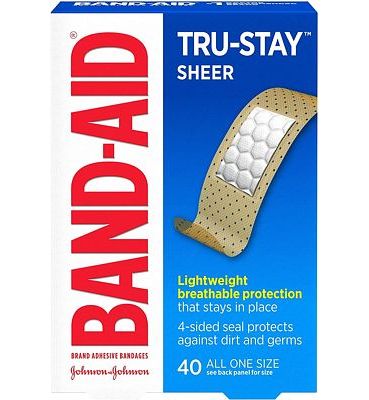 Purchase Band-Aid Brand Tru-Stay Sheer Strips Adhesive Bandages for First Aid and Wound Care of Minor Cuts and Scrapes, All One Size, 40 ct at Amazon.com