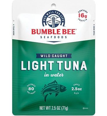 Purchase BUMBLE BEE Premium Light Tuna in Water, Ready to Eat Tuna Fish, High Protein Food, 2.5 Ounce Pouch (Pack of 12) at Amazon.com