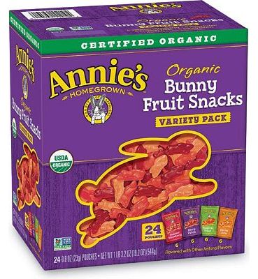 Purchase Annie's Organic Bunny Fruit Snacks, Variety Pack, 24 Pouches, 0.8 oz Each - at Amazon.com