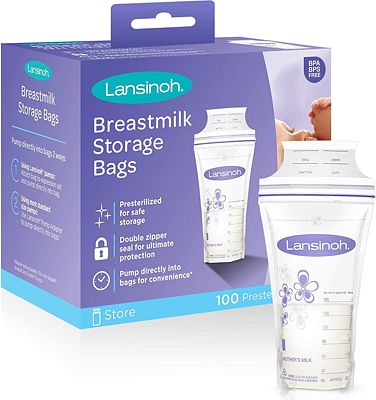 Purchase Lansinoh Breastmilk Storage Bags, 100 Count (1 Pack of 100 Bags), Milk Freezer Bags for Long Term Storage at Amazon.com