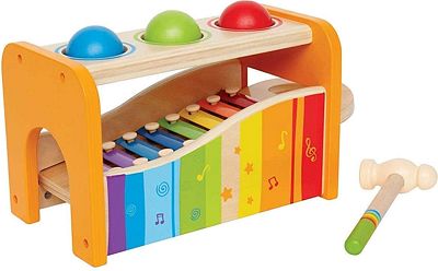 Purchase Hape Pound & Tap Bench with Slide Out Xylophone - Award Winning Durable Wooden Musical Pounding Toy for Toddlers, Multifunctional and Bright Colours, Yellow at Amazon.com