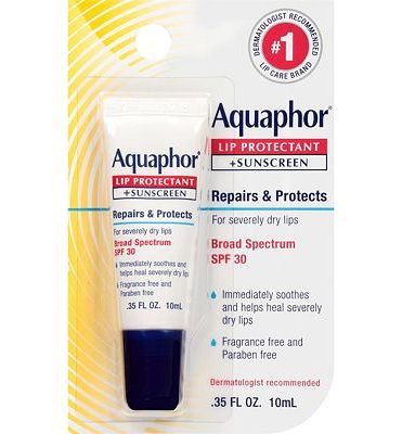 Purchase Aquaphor Lip Protectant and Sunscreen Ointment - Broad Spectrum SPF 30 - Relieves Chapped Lips - .35 fl. Oz. Tube at Amazon.com