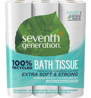 Purchase Seventh Generation Toilet Paper, Bath Tissue, 100% Recycled Paper, 24 Count, Pack of 2 at Amazon.com