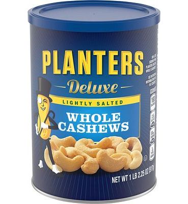 Purchase Planters Lightly Salted Deluxe Whole Cashews (1lb 2.25oz Canister) at Amazon.com