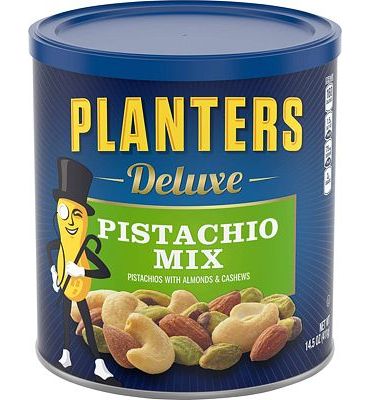 Purchase Planters Deluxe Salted Pistachio Mixed Nuts (14.5 oz Canister) at Amazon.com