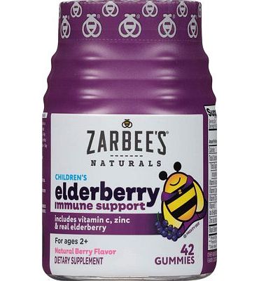Purchase Zarbee's Naturals Children's Elderberry Immune Support* with Vitamin C & Zinc, Natural Berry Flavor, 42 Gummies at Amazon.com