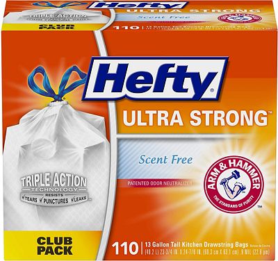 Purchase Hefty Ultra Strong Tall Kitchen Trash Bags - 13 Gallon, 110 Count at Amazon.com