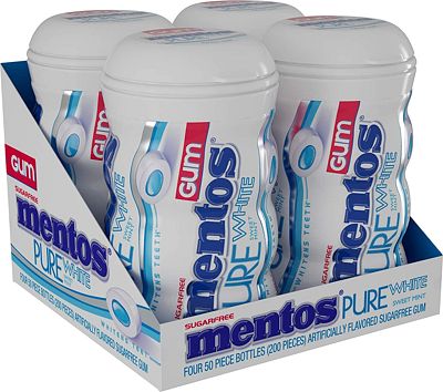 Purchase Mentos Pure White Sugar-Free Chewing Gum with Xylitol, Sweet Mint, 50 Piece Bottle (Bulk Pack of 4) at Amazon.com