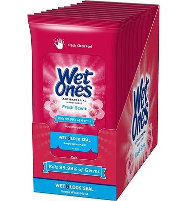 Purchase Wet Ones Antibacterial Hand Wipes, 20 Count (Pack Of 10) at Amazon.com