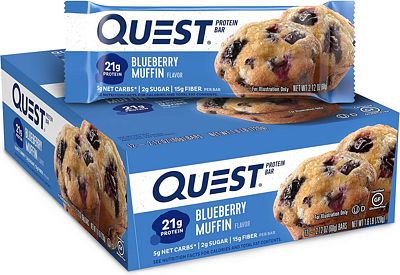 Purchase Quest Nutrition Blueberry Muffin Protein Bar, High Protein, Low Carb, Gluten Free, Keto Friendly, 12 Count at Amazon.com