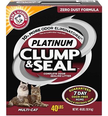 Purchase ARM & HAMMER Clump & Seal Platinum Cat Litter, Multi-Cat, 40 lb at Amazon.com