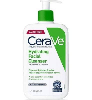 Purchase CeraVe Hydrating Facial Cleanser, Moisturizing Non-Foaming Face Wash with Hyaluronic Acid, Ceramides & Glycerin, 16 Fluid Ounce at Amazon.com
