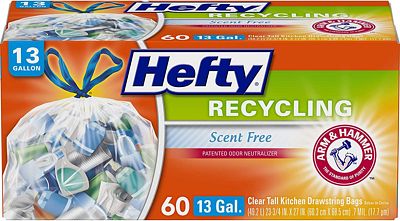 Purchase Hefty Trash Bags for the Recycling Bin - Clear, 13 Gallon, 60 Count at Amazon.com
