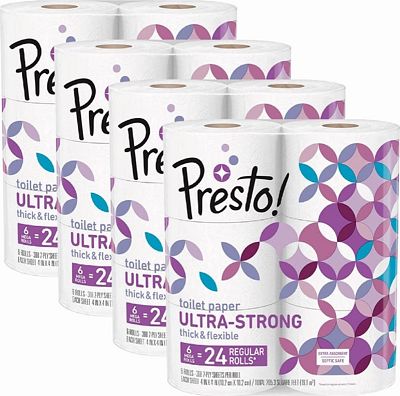 Purchase Amazon Brand - Presto! 308-Sheet Mega Roll Toilet Paper, Ultra-Strong, 24 Count at Amazon.com