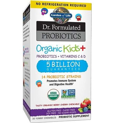 Purchase Garden of Life Dr. Formulated Probiotics Organic Kids+ plus Vitamin C & D - Berry Cherry, 30 Chewables at Amazon.com