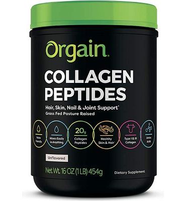 Purchase Orgain Grass Fed Hydrolyzed Collagen Peptides Protein Powder, 1 Pound at Amazon.com