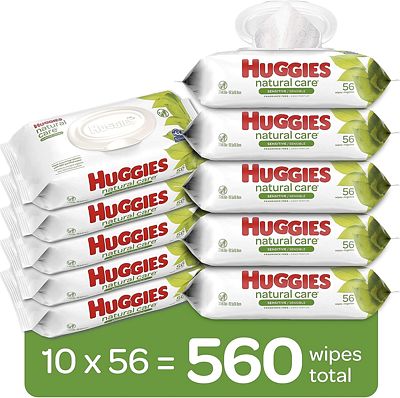 Purchase HUGGIES Natural Care Baby Wipes, 10 Packs, 560 Total Wipes at Amazon.com