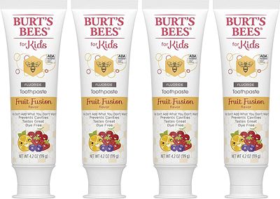 Purchase Burt's Bees Kids Toothpaste with Fluoride, Fruit Fusion, 4.2 oz, Pack of 4 at Amazon.com