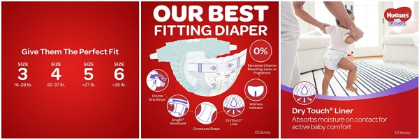 Purchase Huggies Little Movers Diapers, Size 4 (22-37 lb.), 144 Ct, Economy Plus Pack on Amazon.com