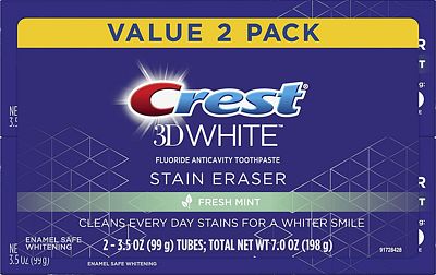 Purchase Crest 3D White Stain Eraser Whitening Toothpaste, Fresh Mint, 2 Count at Amazon.com