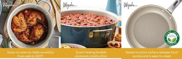 Purchase Ayesha Curry Home Collection Nonstick Cookware Pots and Pans Set, 9 Piece, Twilight Teal on Amazon.com