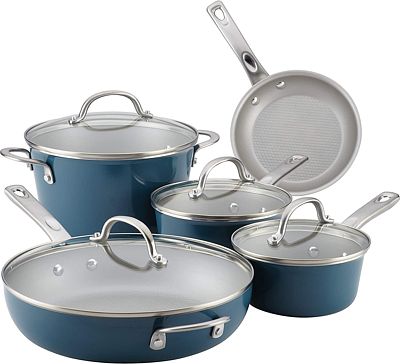 Purchase Ayesha Curry Home Collection Nonstick Cookware Pots and Pans Set, 9 Piece, Twilight Teal at Amazon.com