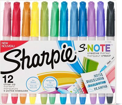 Purchase Sharpie S-Note Creative Markers, Highlighters, Assorted Colors, Chisel Tip, 12 Count at Amazon.com