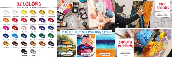 Purchase Acrylic Paint Set (32 Colors, 22 ml tubes, 0.74 oz.) on Amazon.com
