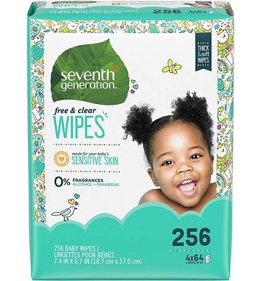 Purchase Seventh Generation Baby Wipes, Free & Clear Unscented and Sensitive, Gentle as Water, Refill with Tape Seal, 256 count at Amazon.com