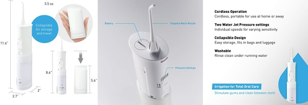 Purchase Panasonic DJ10-W Cordless Dental Water Flosser, Dual-speed Pulse oral irrigator on Amazon.com